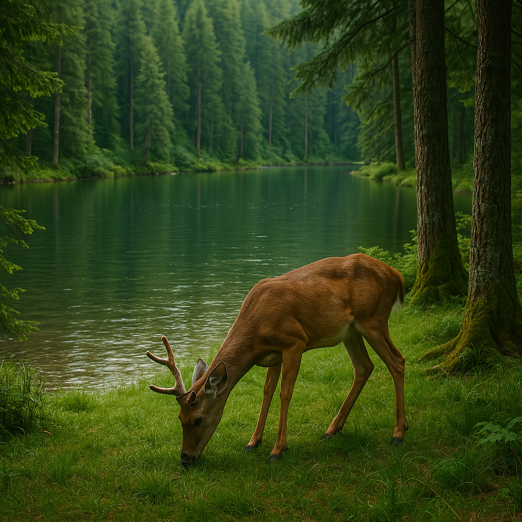 Deer eating peacefully
